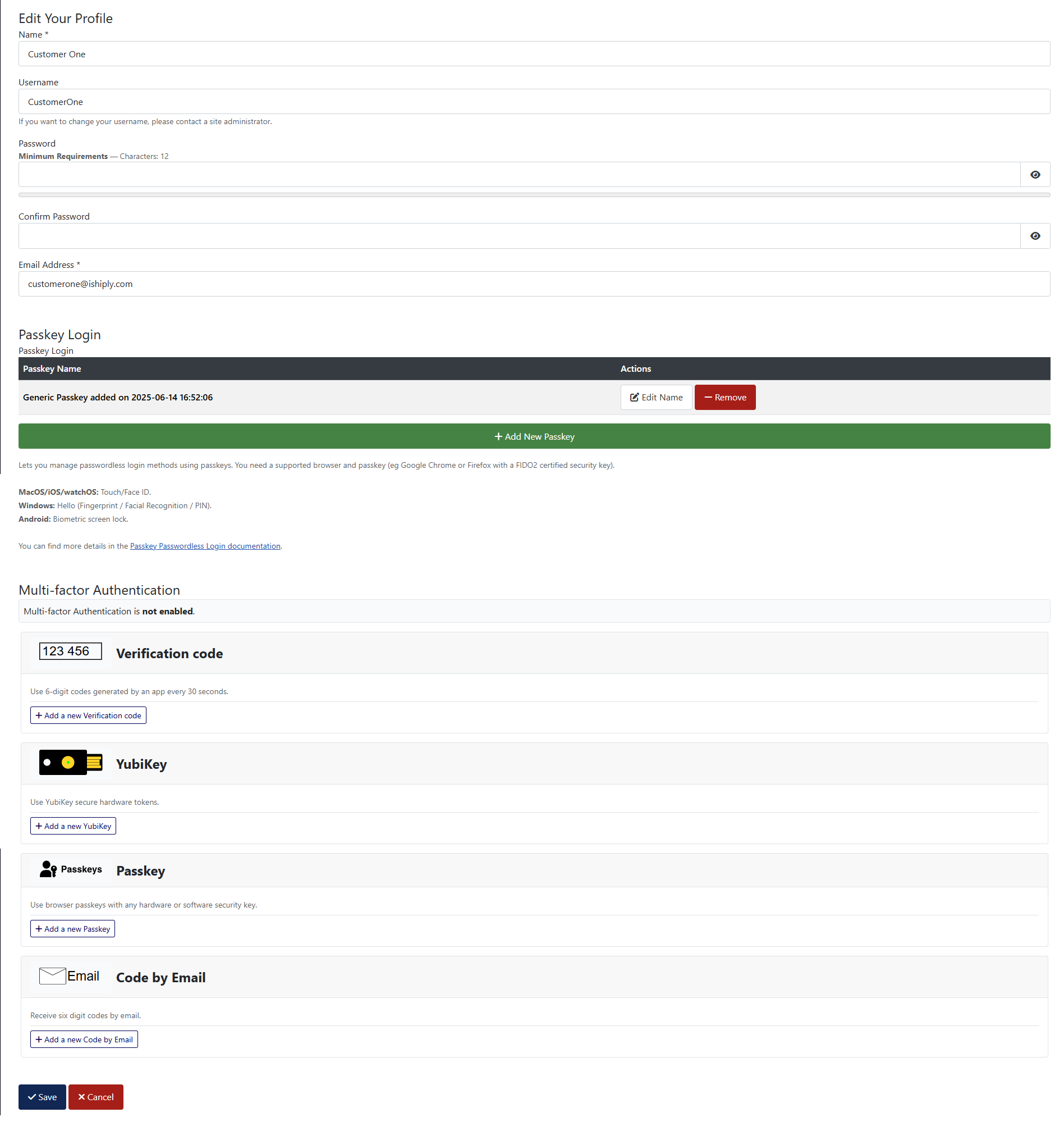 Edit Profile Screenshot