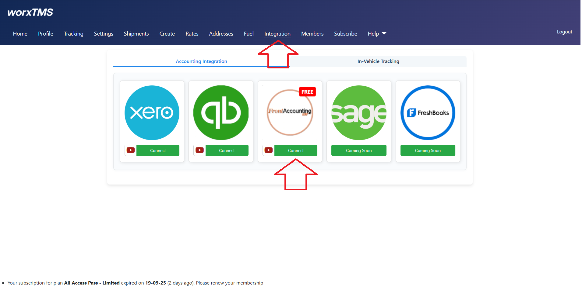 FrontAccounting worxTMS Integration