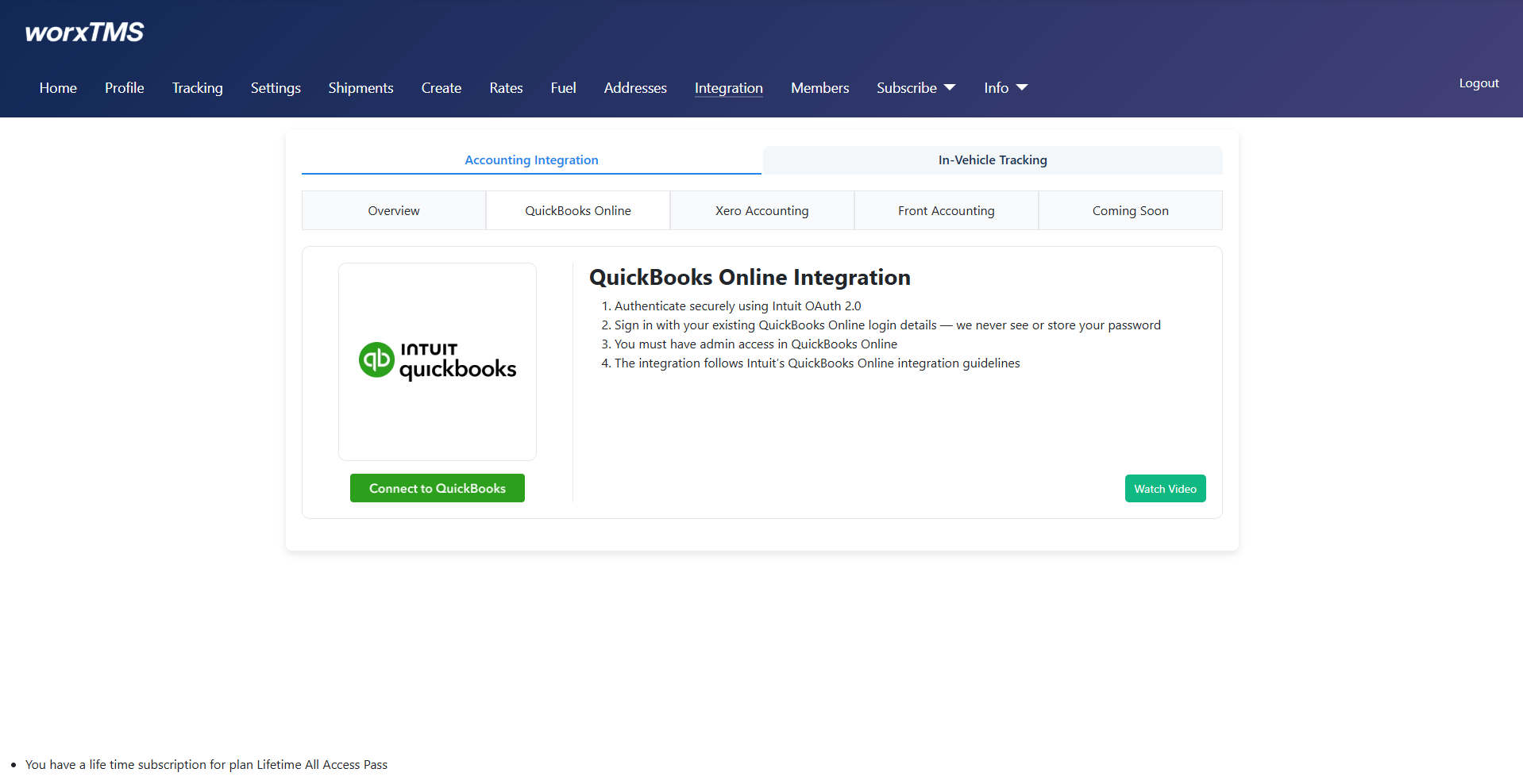 Connect to QuickBooks - Step 1