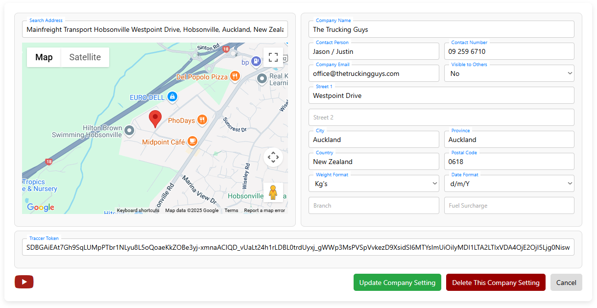 Company Settings Page