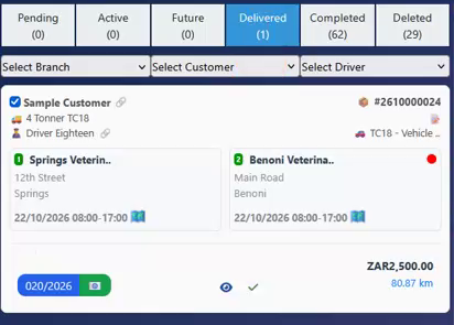 The invoice number with the green envelope after emailing