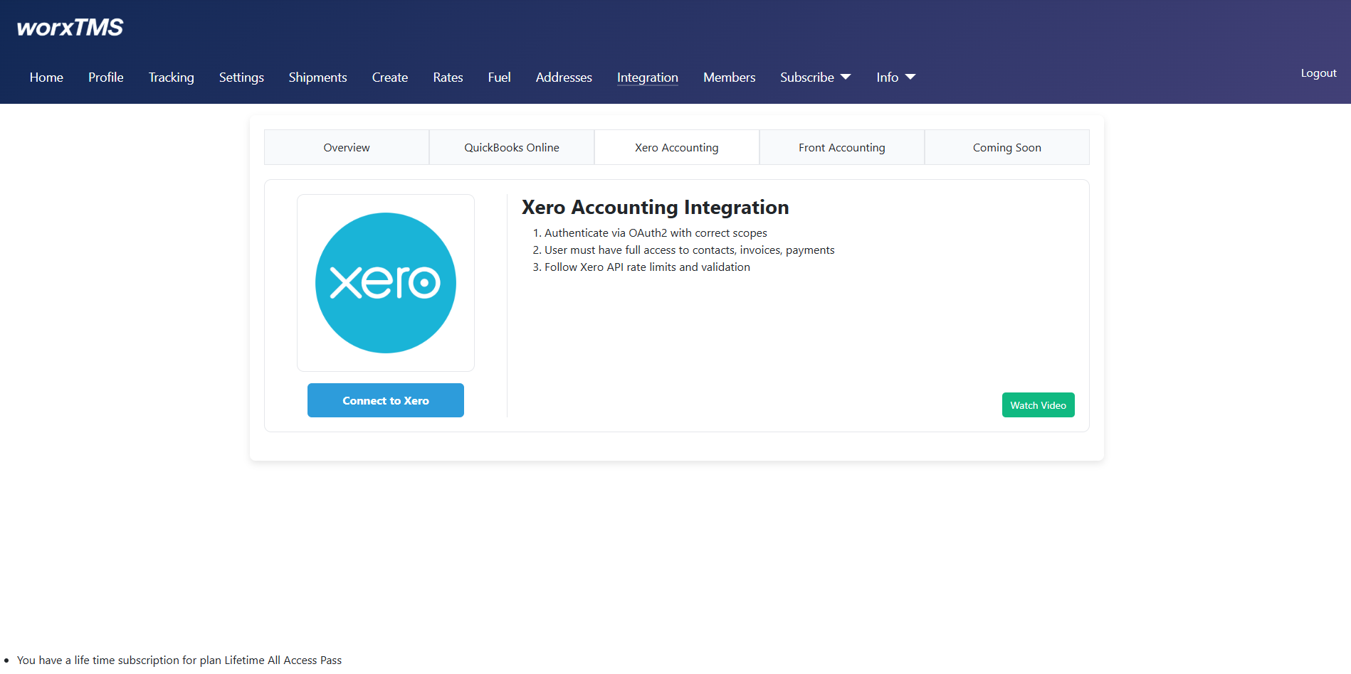 Connect to Xero - Step 1