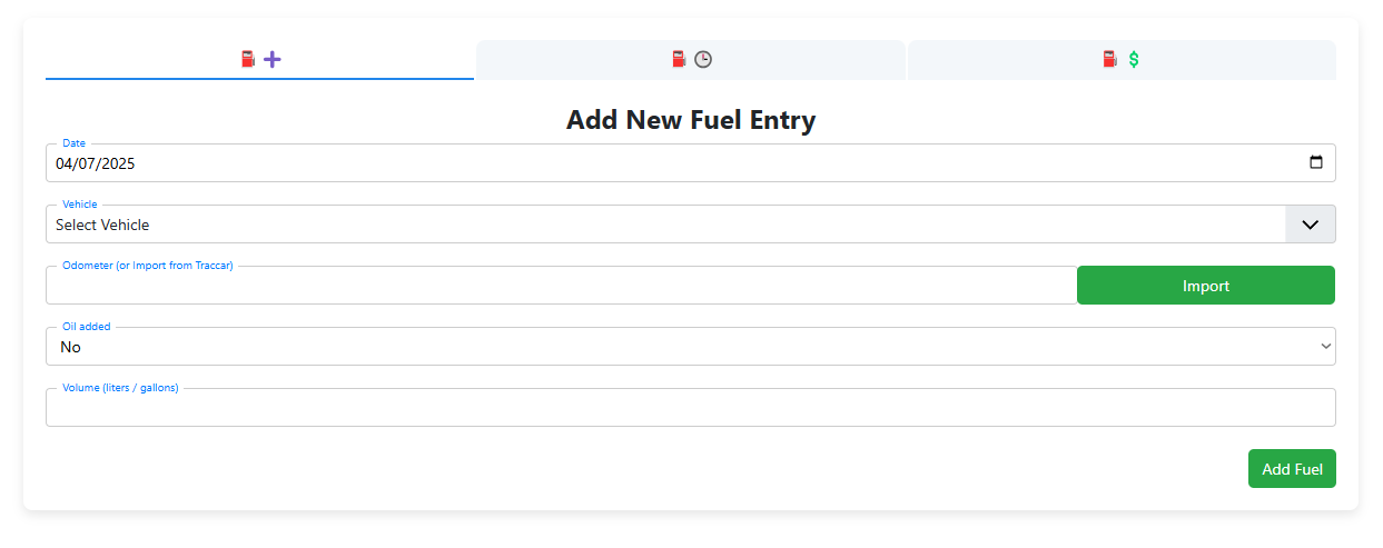 Add Fuel Entry