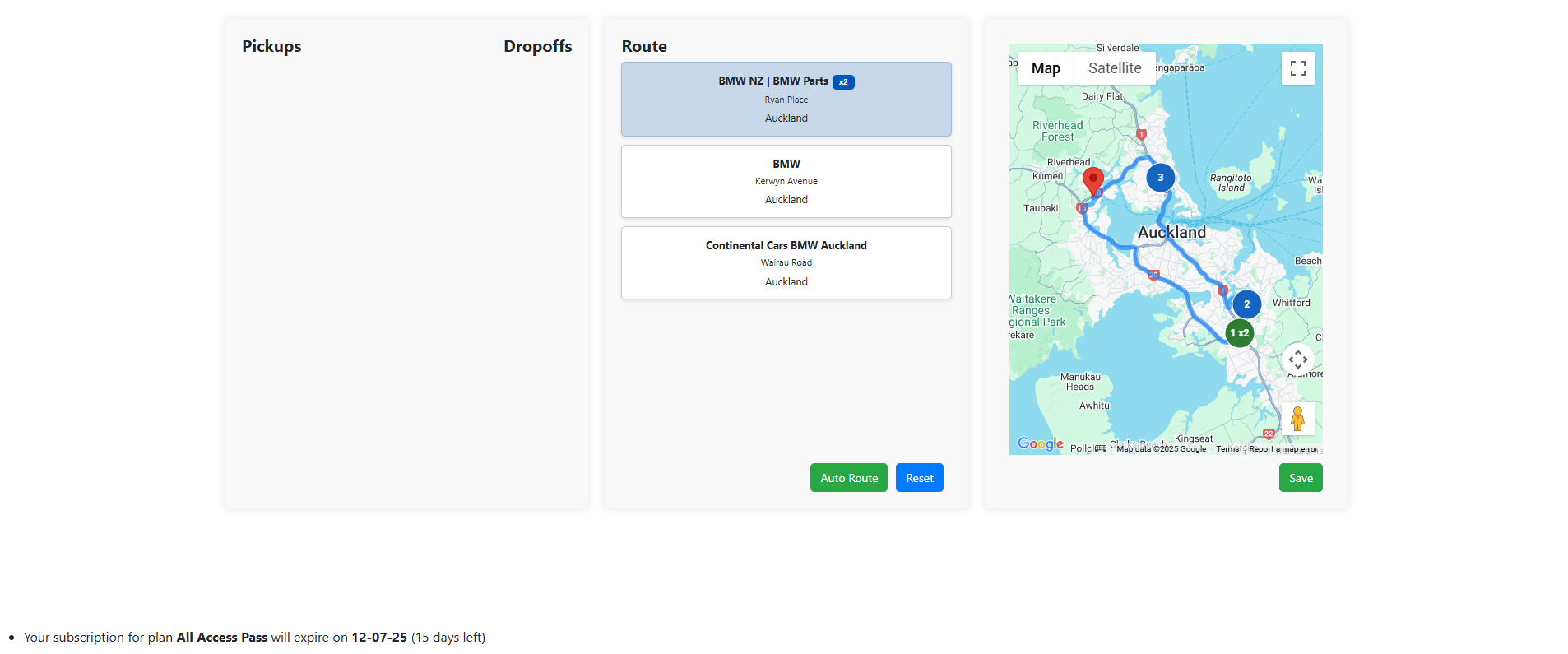 Multi-stop route order chosen