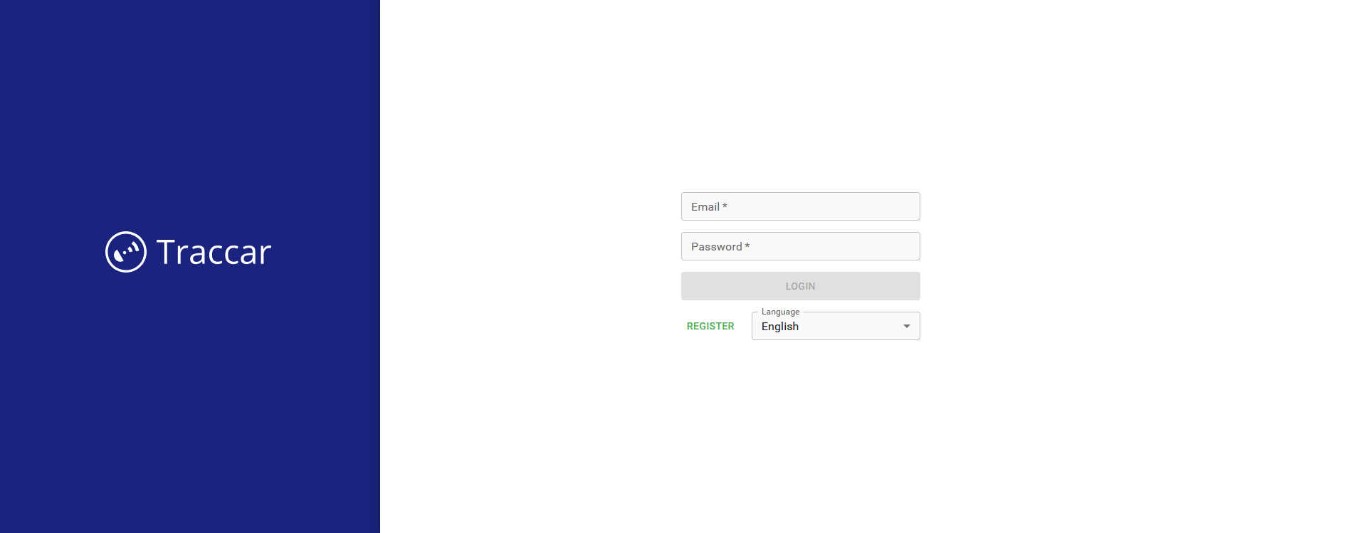 Traccar Admin Login Page