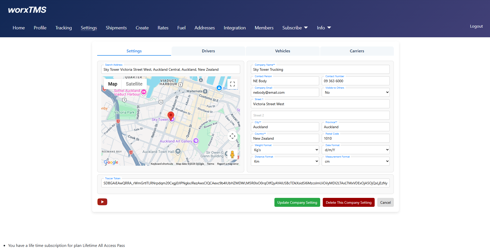 worxTMS Settings overview